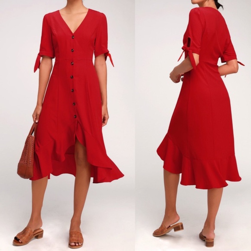 Lulu’s Red Midi Dress!